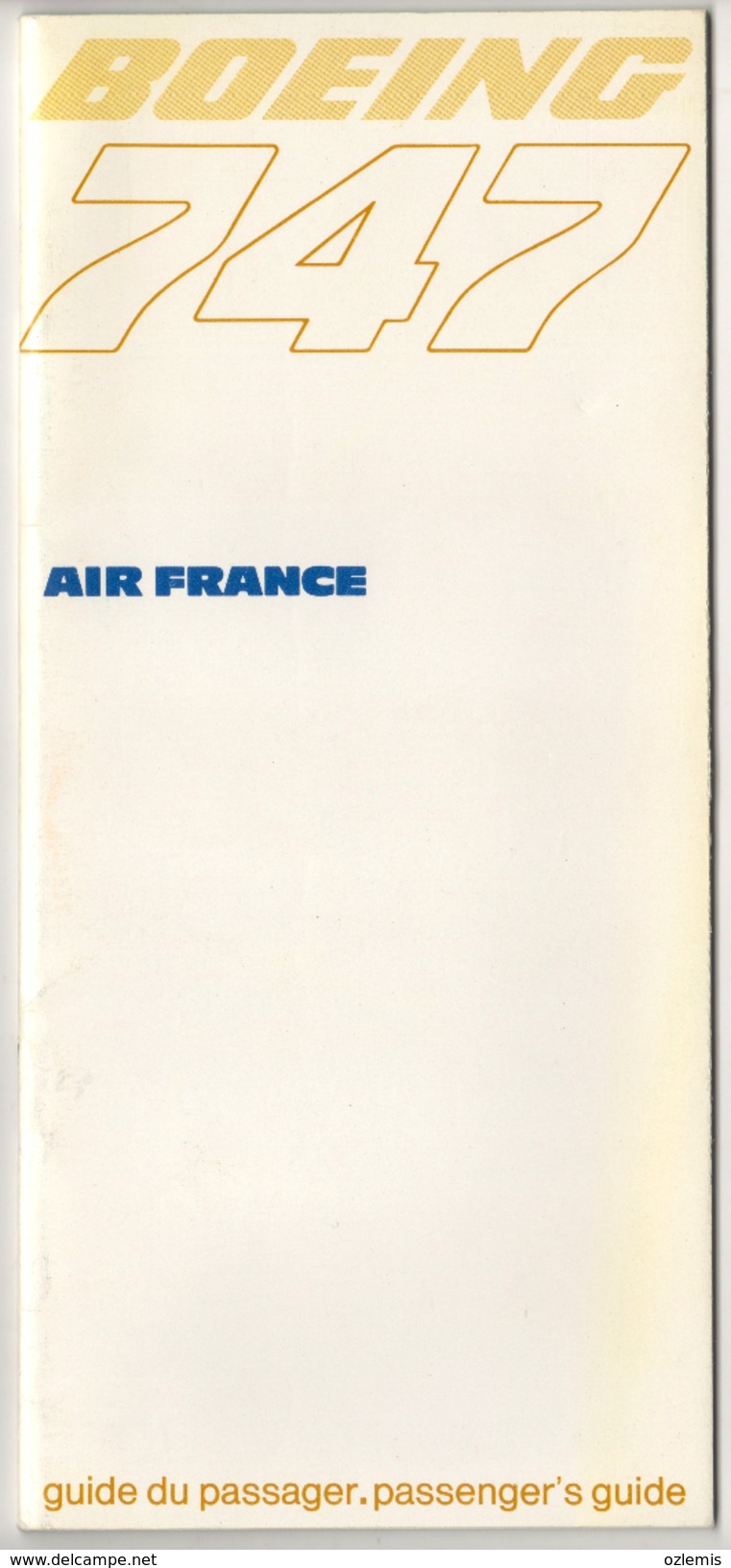 AIR FRANCE AIRLINES BOEING 747 PASSENGER'S GUIDE 27 PAGES - Publicidad