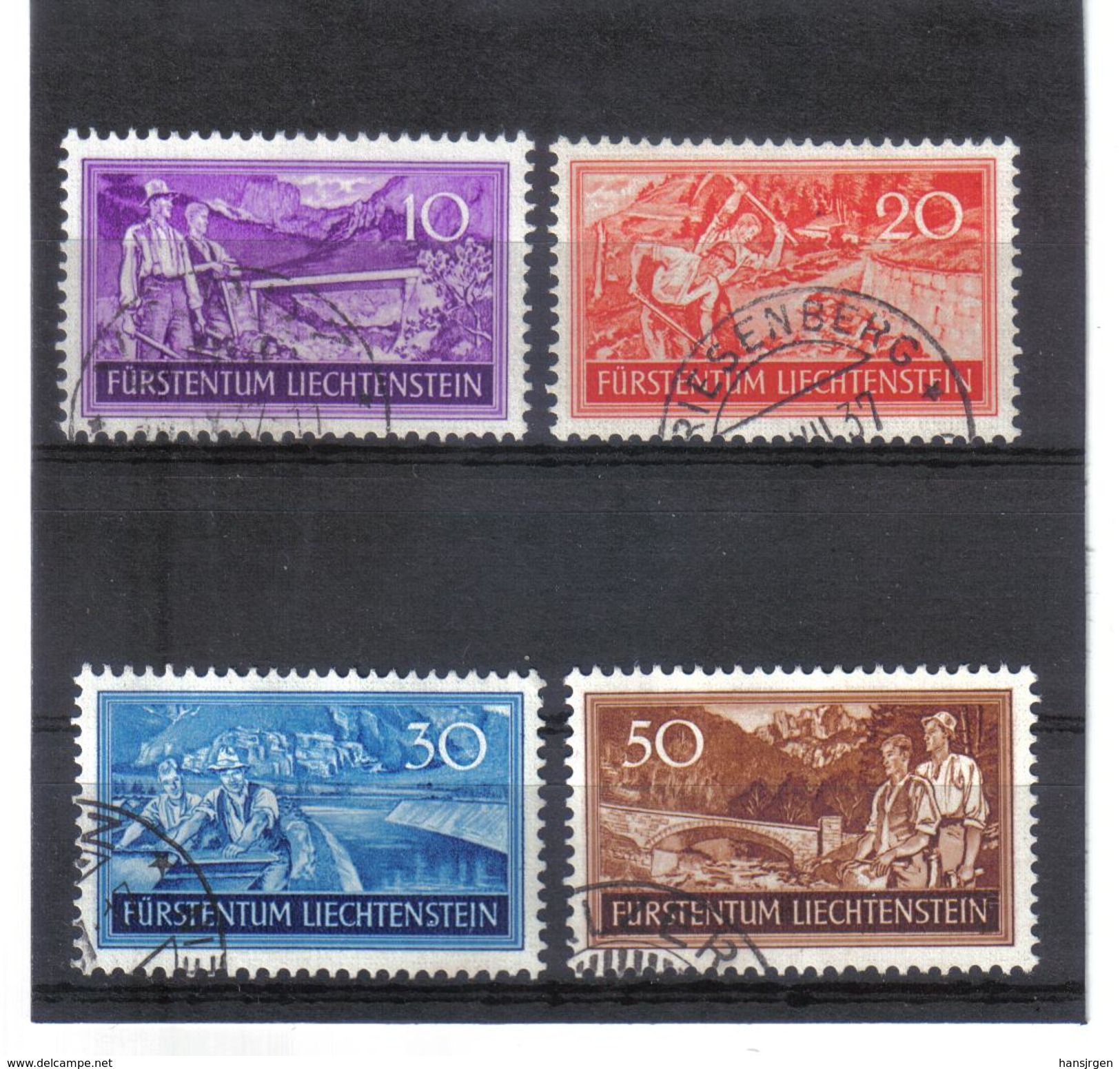 BAU398 LIECHTENSTEIN 1937  MICHL  152/55 Used / Gestempelt 10% KATALOGWERT SIEHE ABBILDUNG - Gebraucht