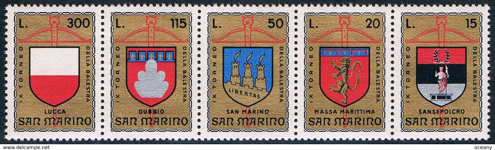 Saint-Marin - IXe Tournoi De L'arbalète (armoiries Des Villes Participant Au Tournoi) 876/880 ** - Unused Stamps