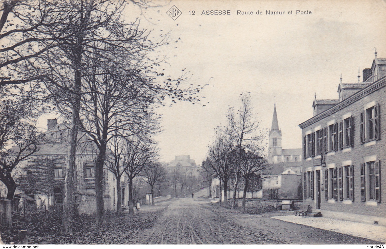 Assesse  Route De Namur Et La Poste  Circulé En 1908 - Assesse