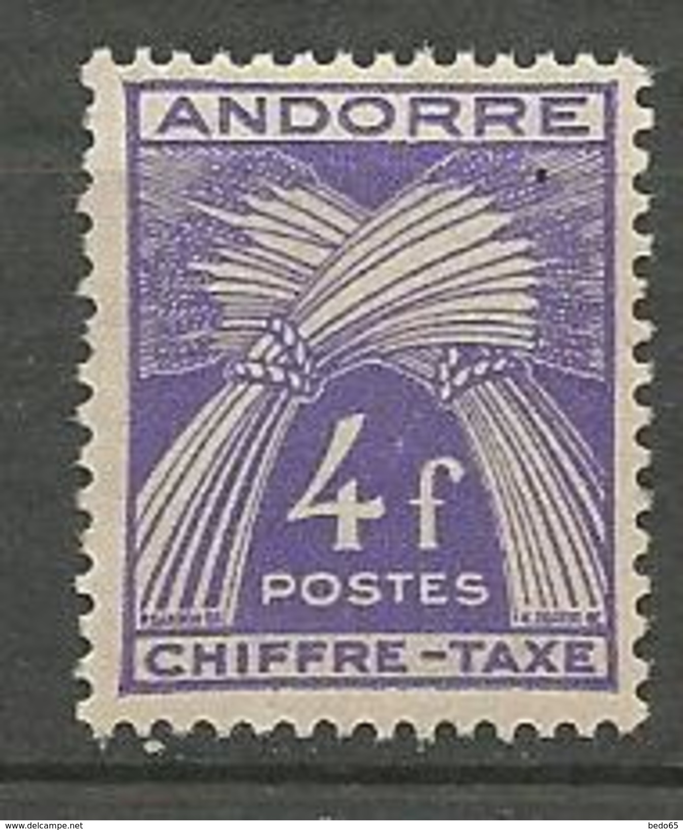 ANDORRE TAXE N° 28 NEUF** LUXE  SANS CHARNIERE / MNH - Unused Stamps