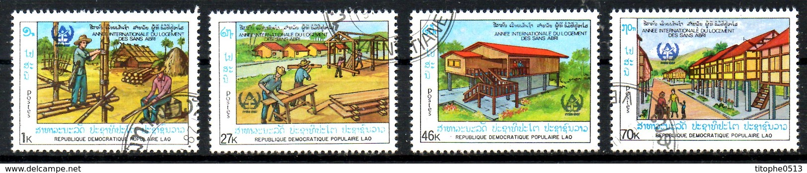 LAOS.  N°834-7 Oblitérés De 1987. Logement Des Sans-abri. - Flüchtlinge