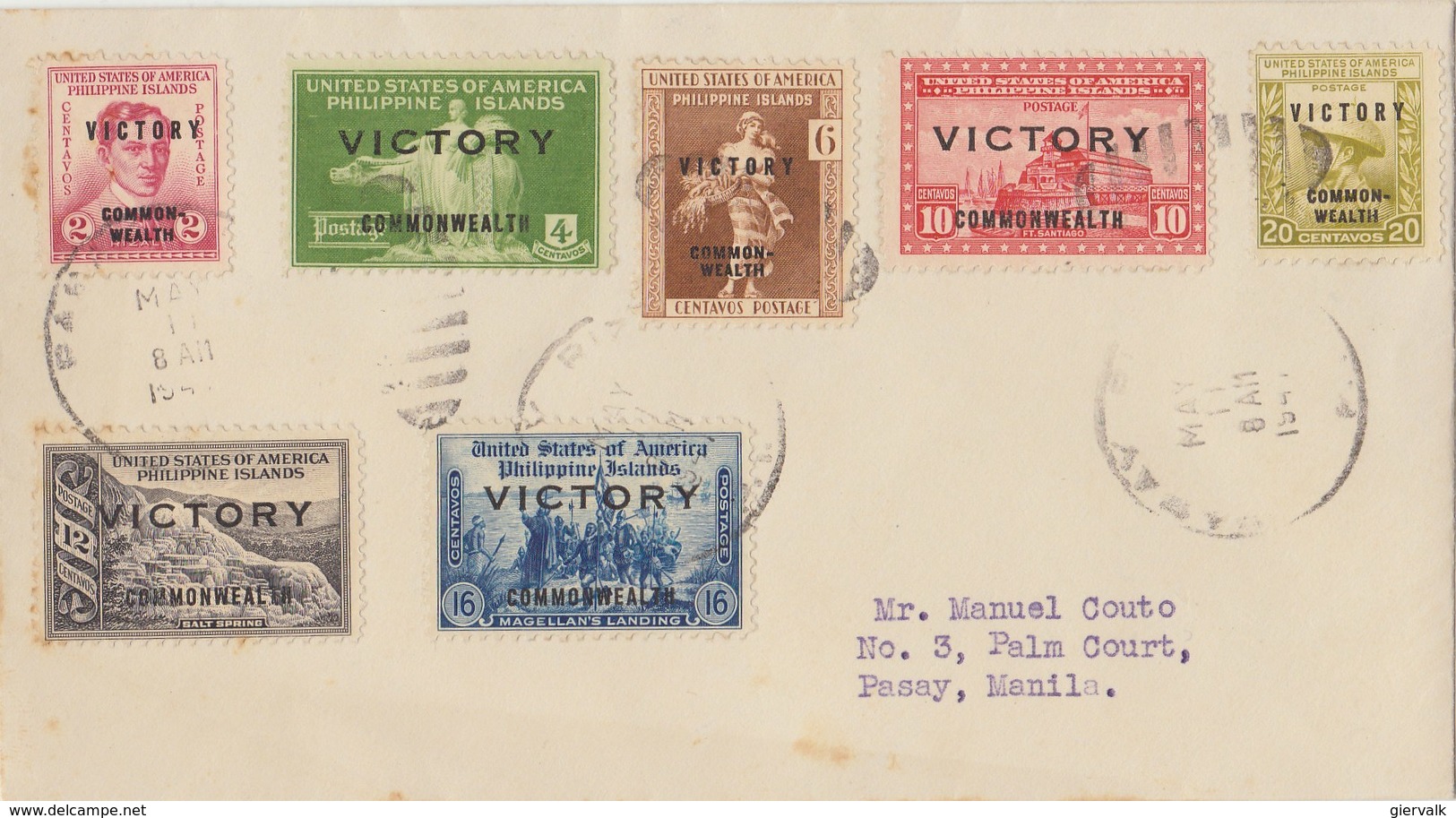 PHILIPPINES 1947 Cover With Serie VICTORY Stamps. - Filippijnen