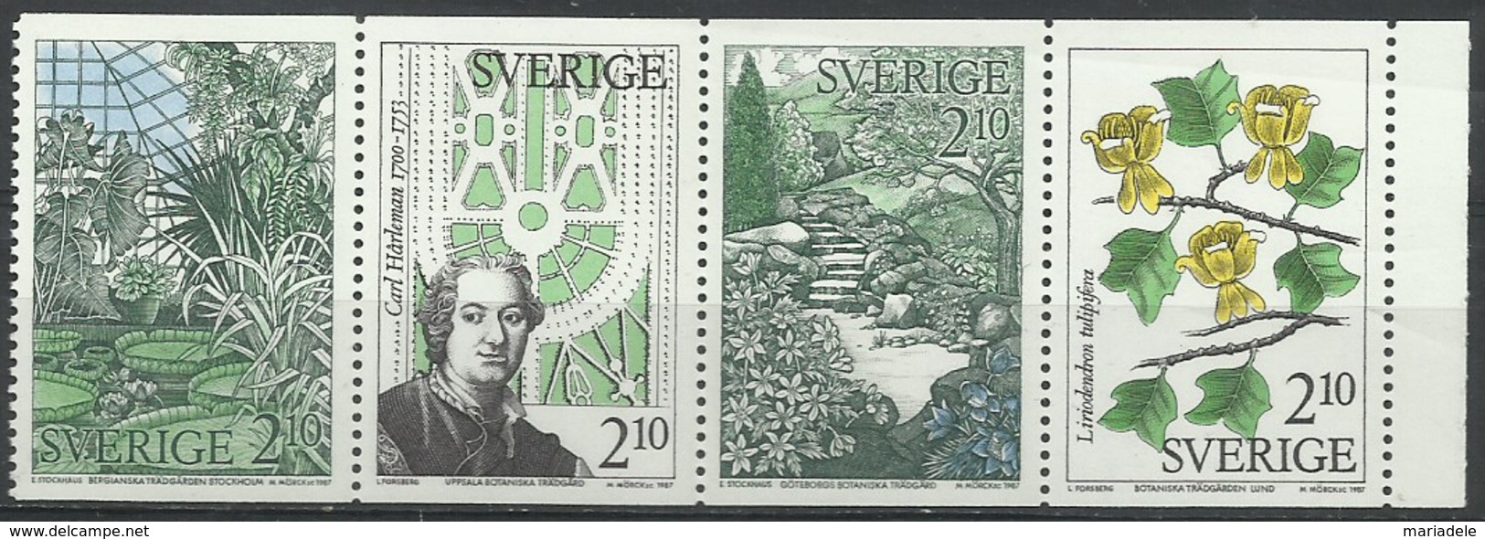 Svezia 1987, Giardini Botanici (**), Serie Completa In Blocco - Ungebraucht