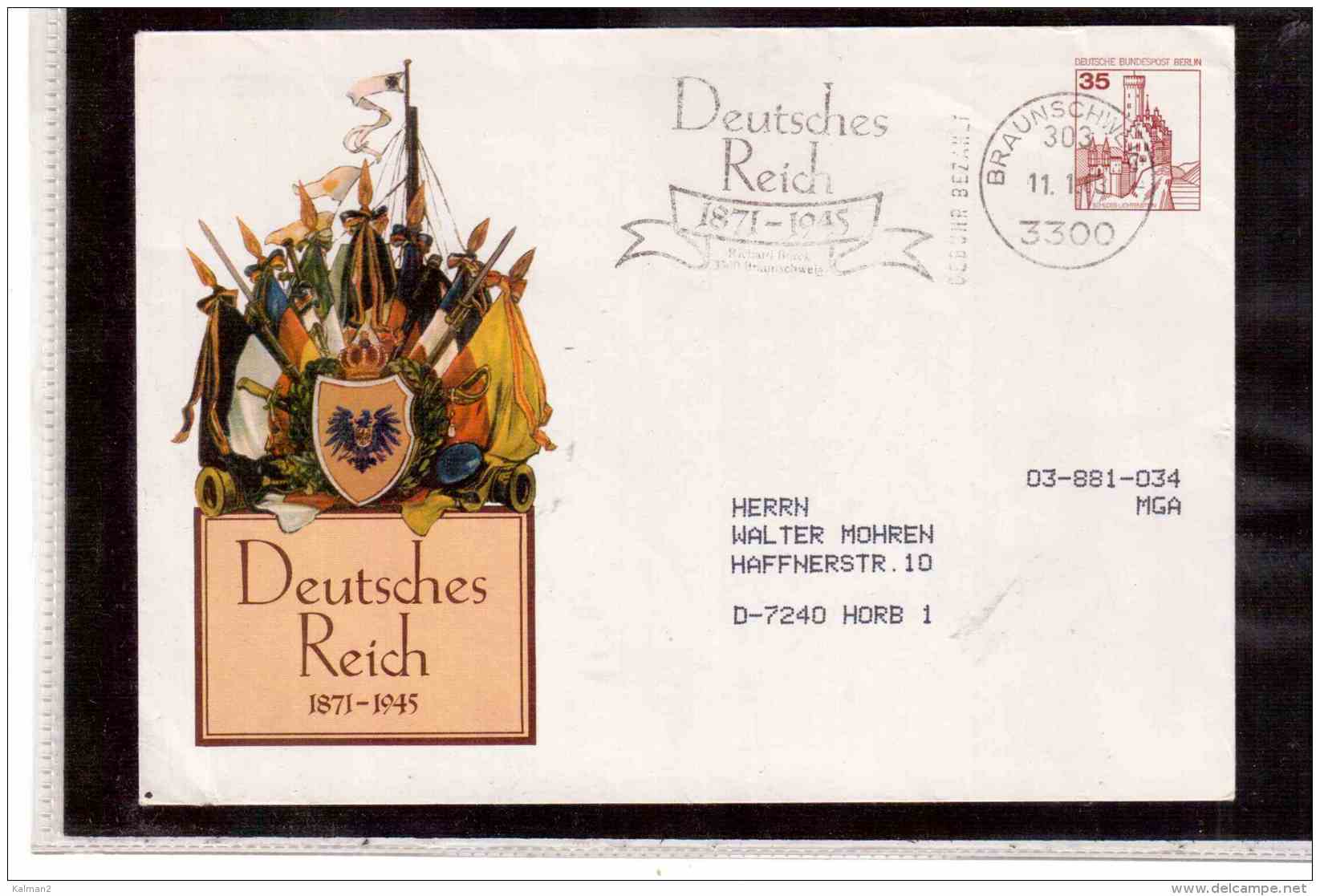 TEM9486   -       BRAUNSCHWEIG  11.1.1963    /    ENTIRE    35 Pf. - Enveloppes Privées - Oblitérées