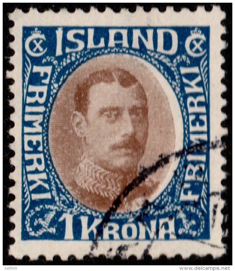 ~~~ Islande Iceland  1931 - Christian X 1 Kroner - Mi. 165  (o) ~~~ - Gebruikt