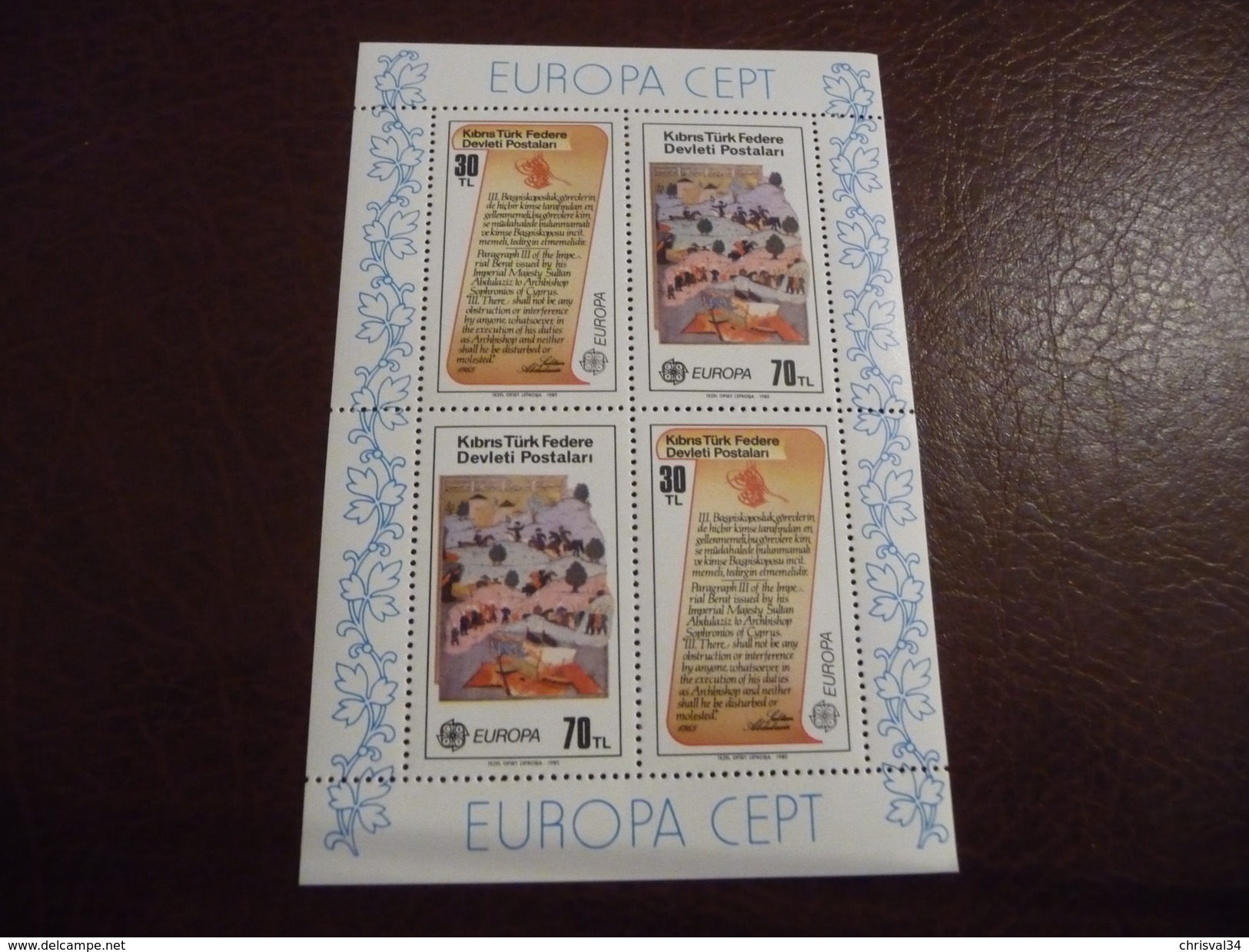 TIMBRES  EUROPA  TURQUIE  CHYPRE  BLOC  FEUILLET  1982     N  3  COTE  7,00  EUROS  NEUFS  LUXE** - Unused Stamps