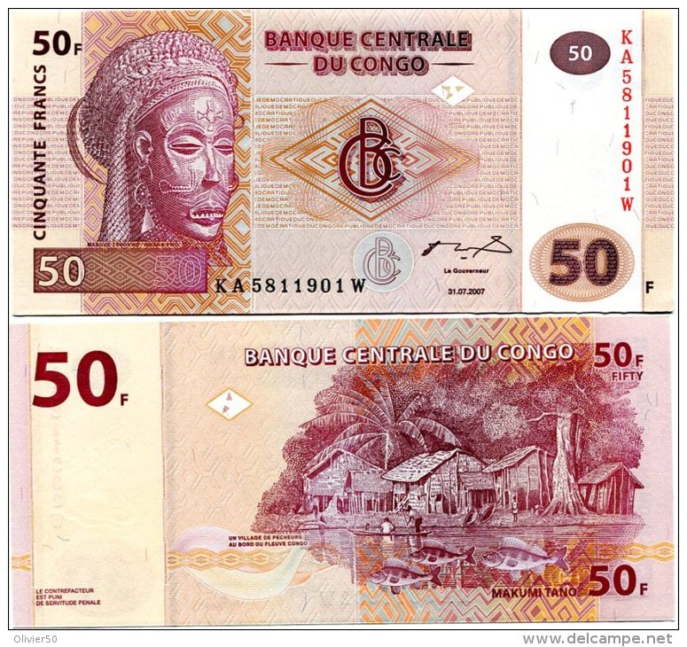 Congo (2007)  - 50 Francs    P  New UNC - Republiek Congo (Congo-Brazzaville)