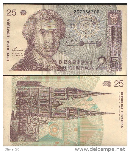 Croatie (1991)  -   25 Dinars    P 19a  UNC - Croatia