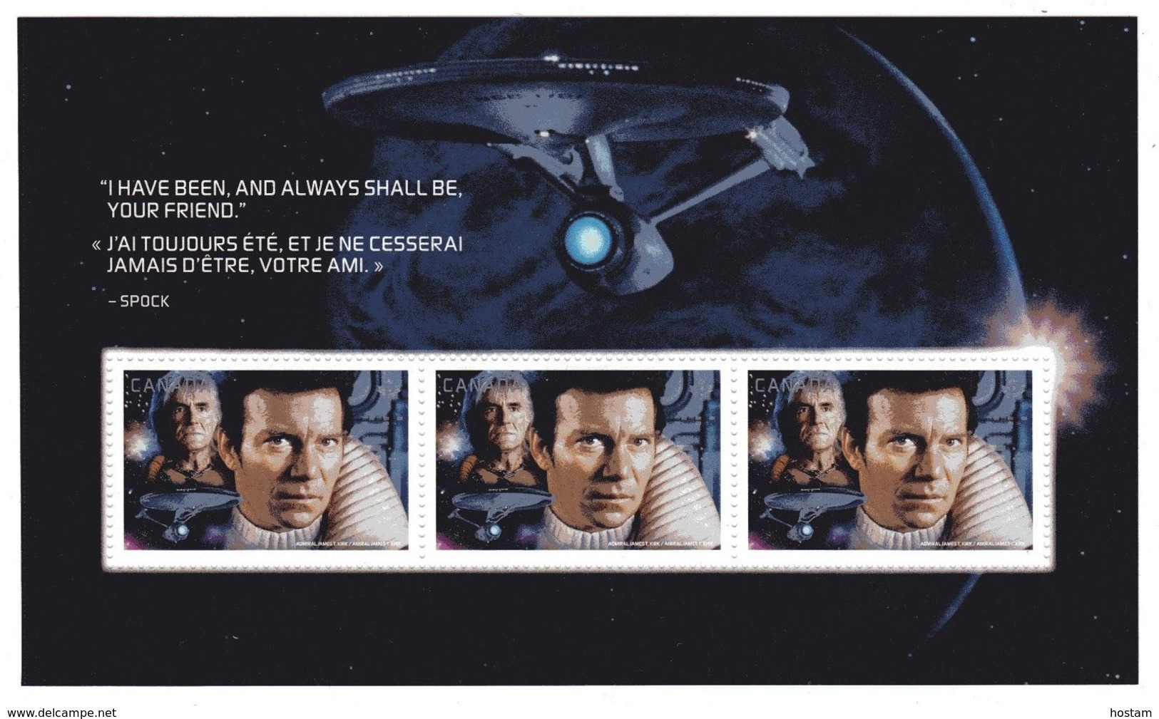 CANADA 2017  MNH STAR TREK Second Edition     SS From PRESTIGE BOOKLET  CAPITAIN SPOCK 3 STAMPS  2983a - Blocchi & Foglietti