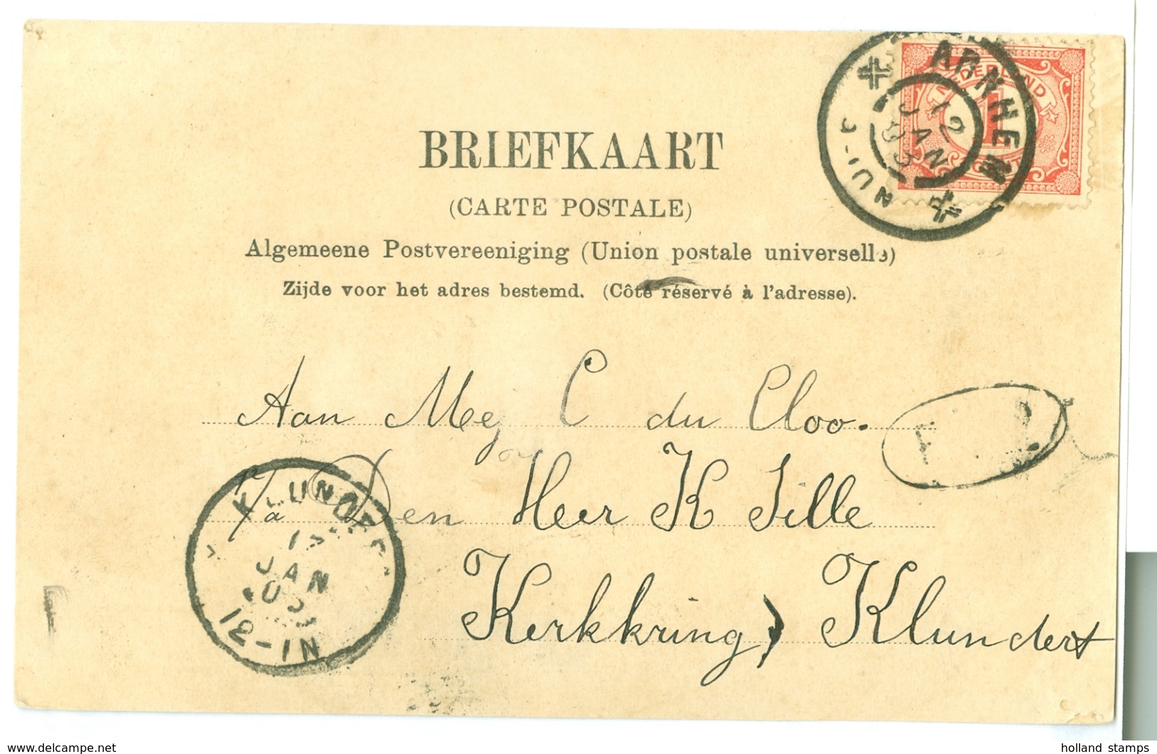 NEDERLAND BRIEFKAART Uit 1903 Van ARNHEM Naar KLUNDRT * NVPH 51 (10.625) - Brieven En Documenten