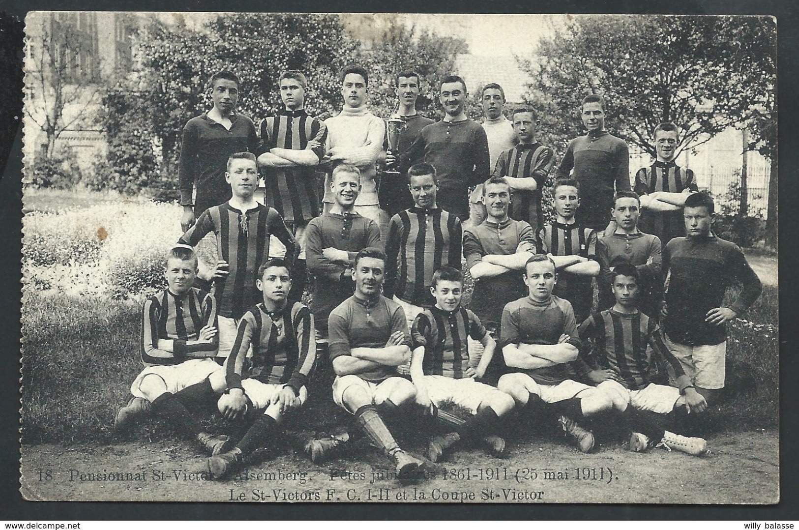 +++ CPA - ALSEMBERG - Pensionnat St Victor - Fêtes Jubilaires 1861-1911 - Equipe Football - Sport   // - Beersel