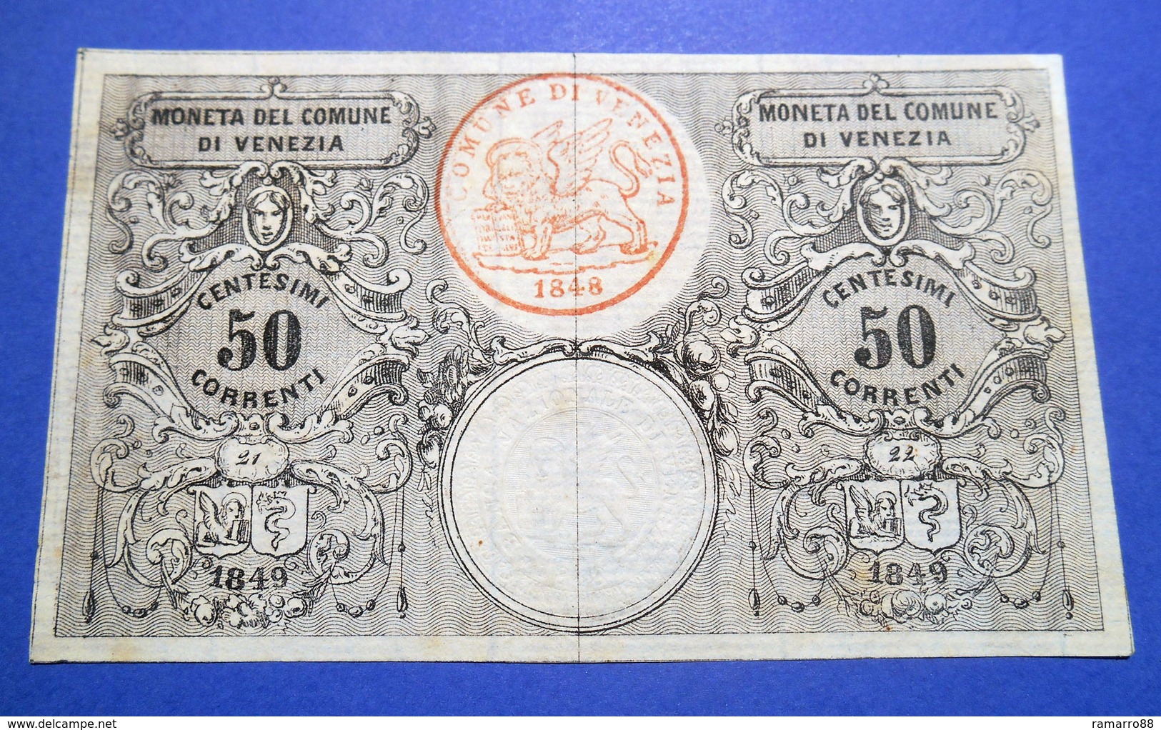 Italy Venezia 1 Lira Corrente 1849 R4 (2 X 50 Centesimi - Non Divisa) PS191a Sup- / Au- - Altri & Non Classificati