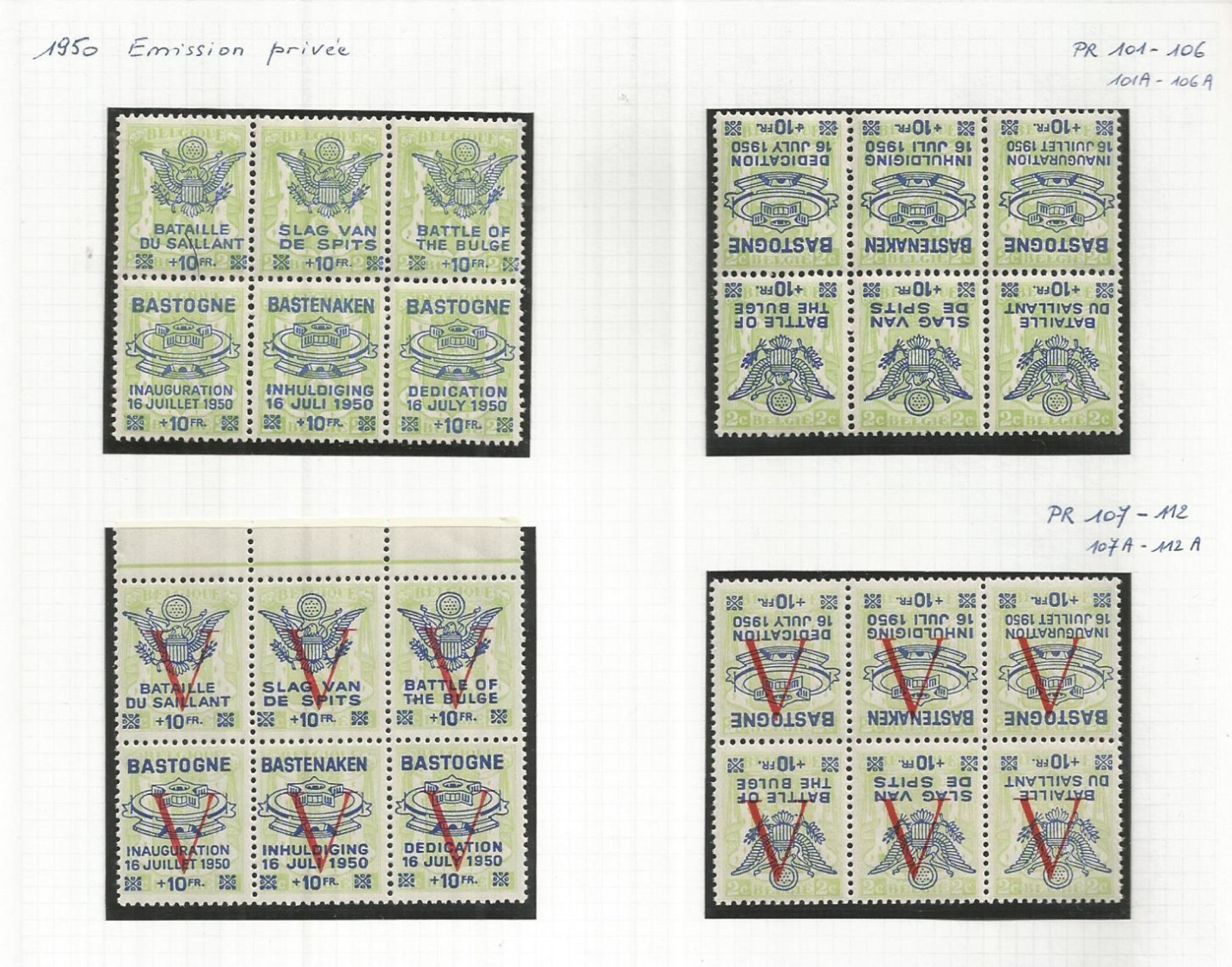 1945 - COB 101 à 112 + 101 à 112 A + 129 à 132 + 131/132 Surch. Renversée  "PETITS SCEAUX De L'ETAT" **(MNH) - Privées & Locales [PR & LO]