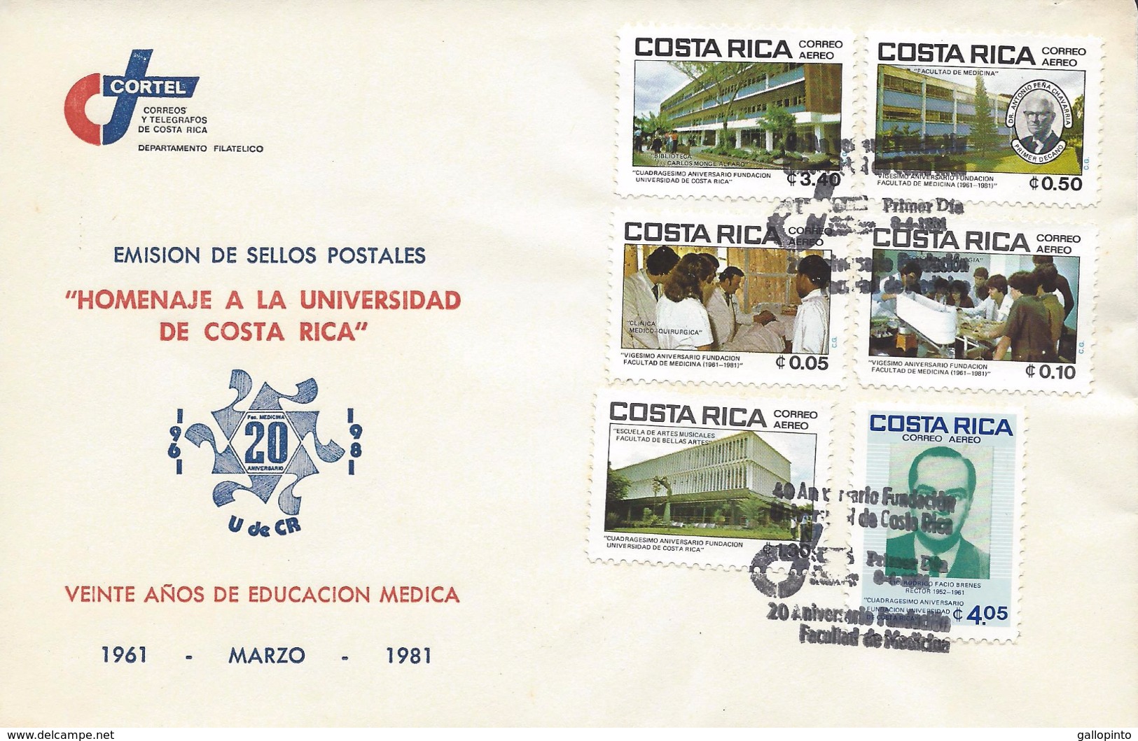 COSTA RICA UNIVERSITY UCR, MEDICAL EDUCATION, Sc C824-C829 FDC 1981 - Costa Rica