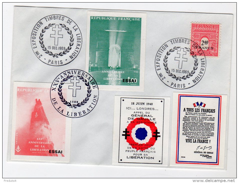 EXPOSITION TIMBRES DE LA LIBERATION - 25è ANNIVERSAIRE - 1969 - Briefmarkenmessen