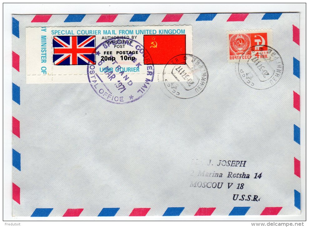 TIMBRE DE GREVE - ANGLETERRE / URSS - 1971 - Sur Lettre - Briefe U. Dokumente