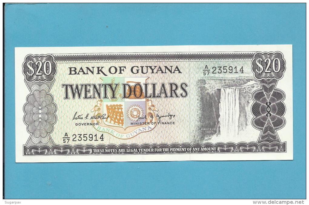 GUYANA - 20 DOLLARS - ND ( 1989 ) Sign. 7 - Pick 24.d - AUNC. - 2 Scans - Guyana