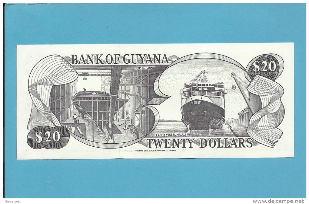 GUYANA - 20 DOLLARS - ND ( 1989 ) Sign. 7 - Pick 24.d - AUNC. - 2 Scans - Guyana