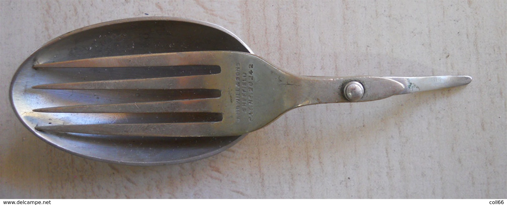 Ww1 Ou Ww2 Rare Cuillere-fourchette Anglaise De Campagne Repliable Nowill & Sons Sheffield Campaign Folding Fork & Spoon - Equipement