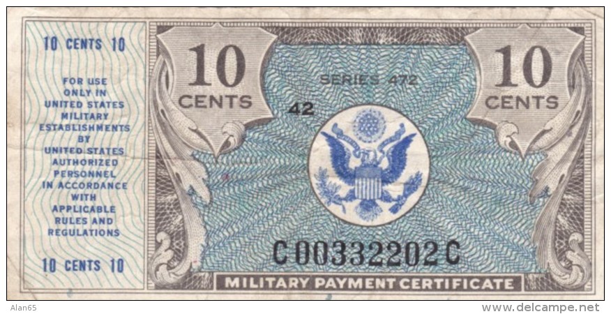 USA Military Payment Certificate #M16, 10-cent 1948-1951 Currency Money - 1948-1951 - Series 472