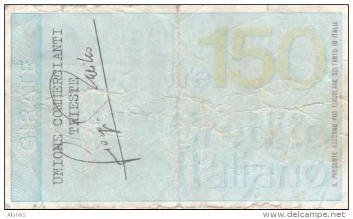 Italy, 150 Lire Unione Commercianti Trieste Credit Check 1976 Issue Currency - [10] Checks And Mini-checks