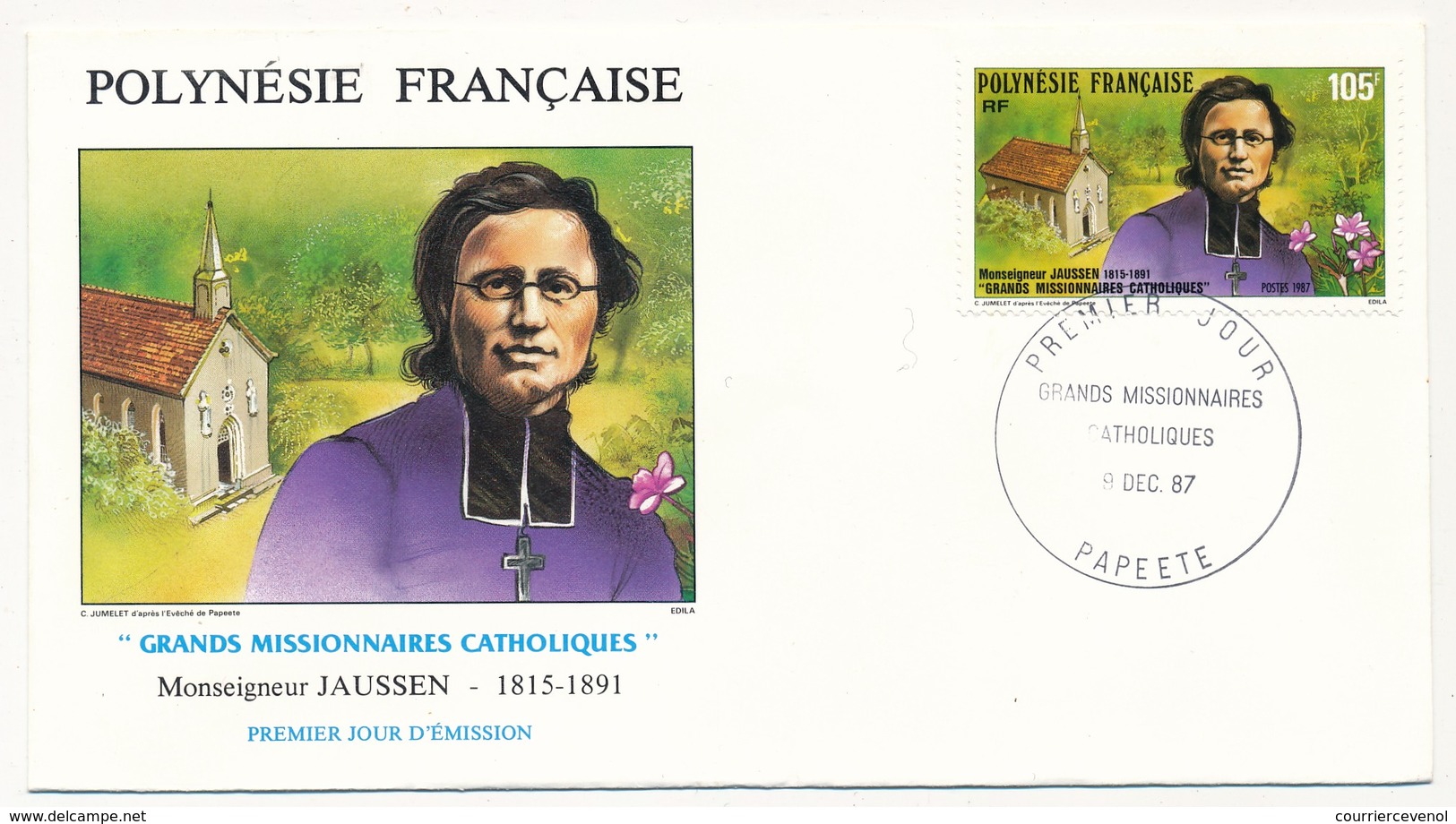 POLYNESIE FRANCAISE - 3 Enveloppes FDC - Grands Missionnaires Catholiques - 1987 - Cristianesimo