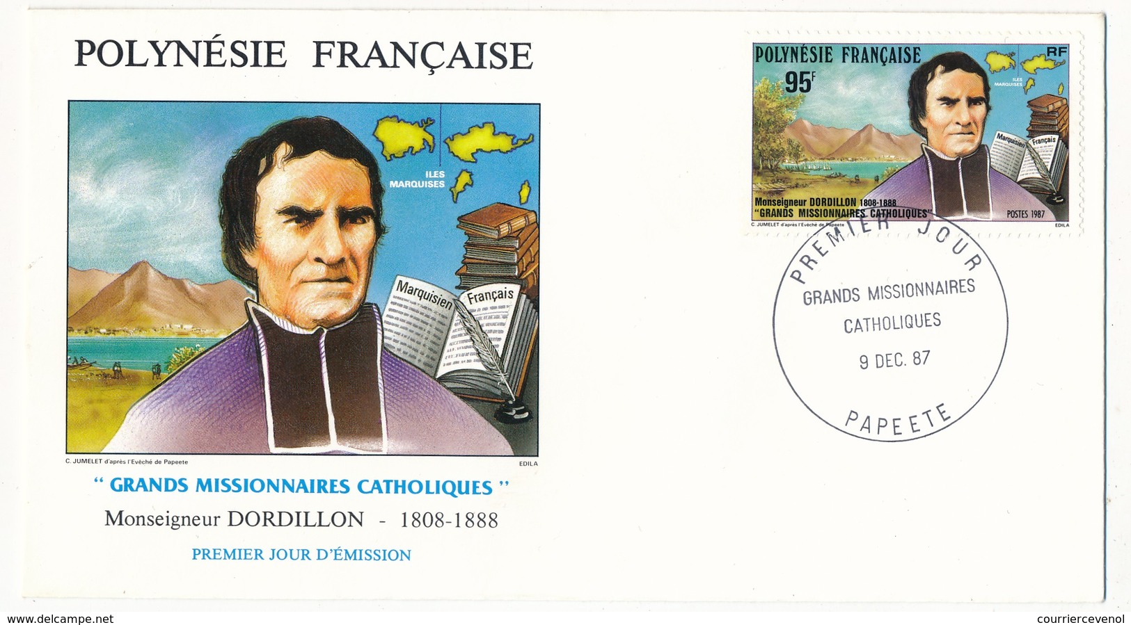 POLYNESIE FRANCAISE - 3 Enveloppes FDC - Grands Missionnaires Catholiques - 1987 - Christendom