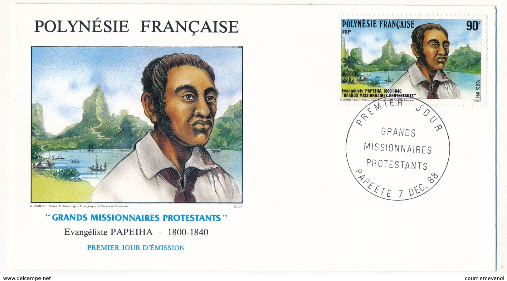 POLYNESIE FRANCAISE - 3 Enveloppes FDC - Grands Missionnaires Protestants - 1988 - Cristianesimo