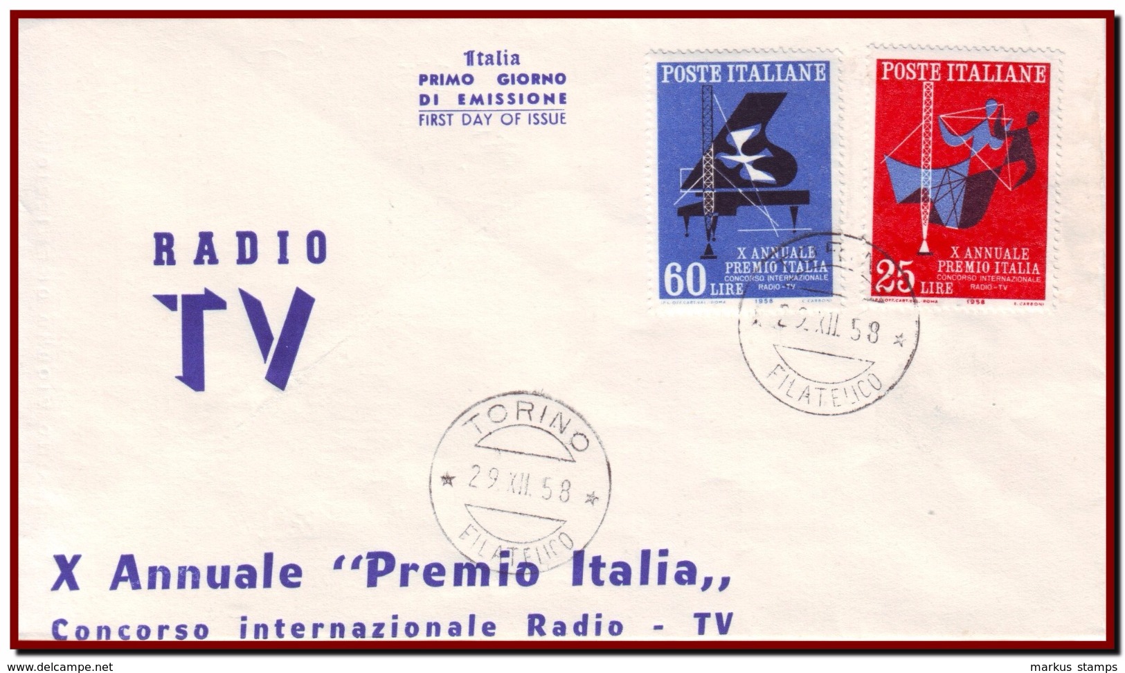 1957-1958 Italy, FDC Lot Of 5 Issues / 5 First Day Covers - FDC