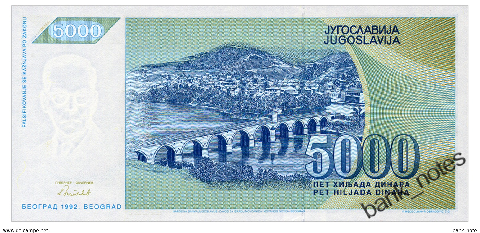 YUGOSLAVIA 5000 DINARA 1992 Pick 115 Unc - Jugoslawien