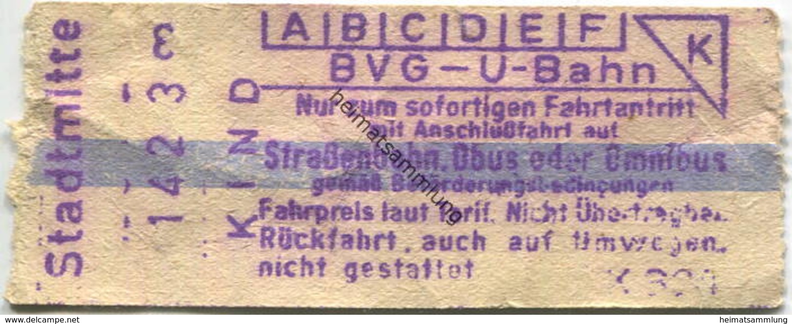 Deutschland - Berlin - BVG - U-Bahn - Kinder-Fahrschein Mit Anschlussfahrt Auf Strassenbahn Obus Oder Omnibus - Europe