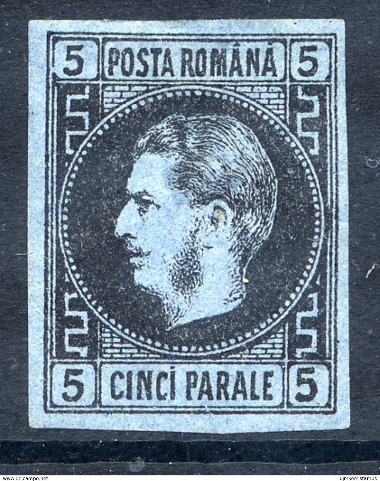 ROMANIA 1866 Prince Carol I 5 Para Grey-blue Shade On Thin Paper MH / *.  Michel 15ya - 1858-1880 Moldavia & Principality