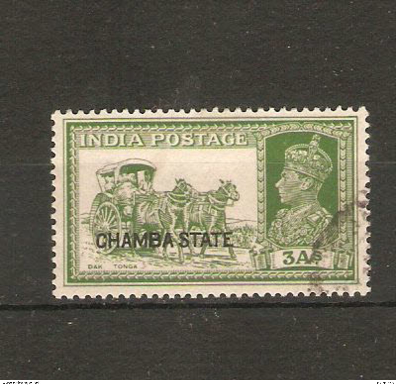 INDIA - CHAMBA 1938 3a  SG 88 FINE USED Cat £50 - Chamba