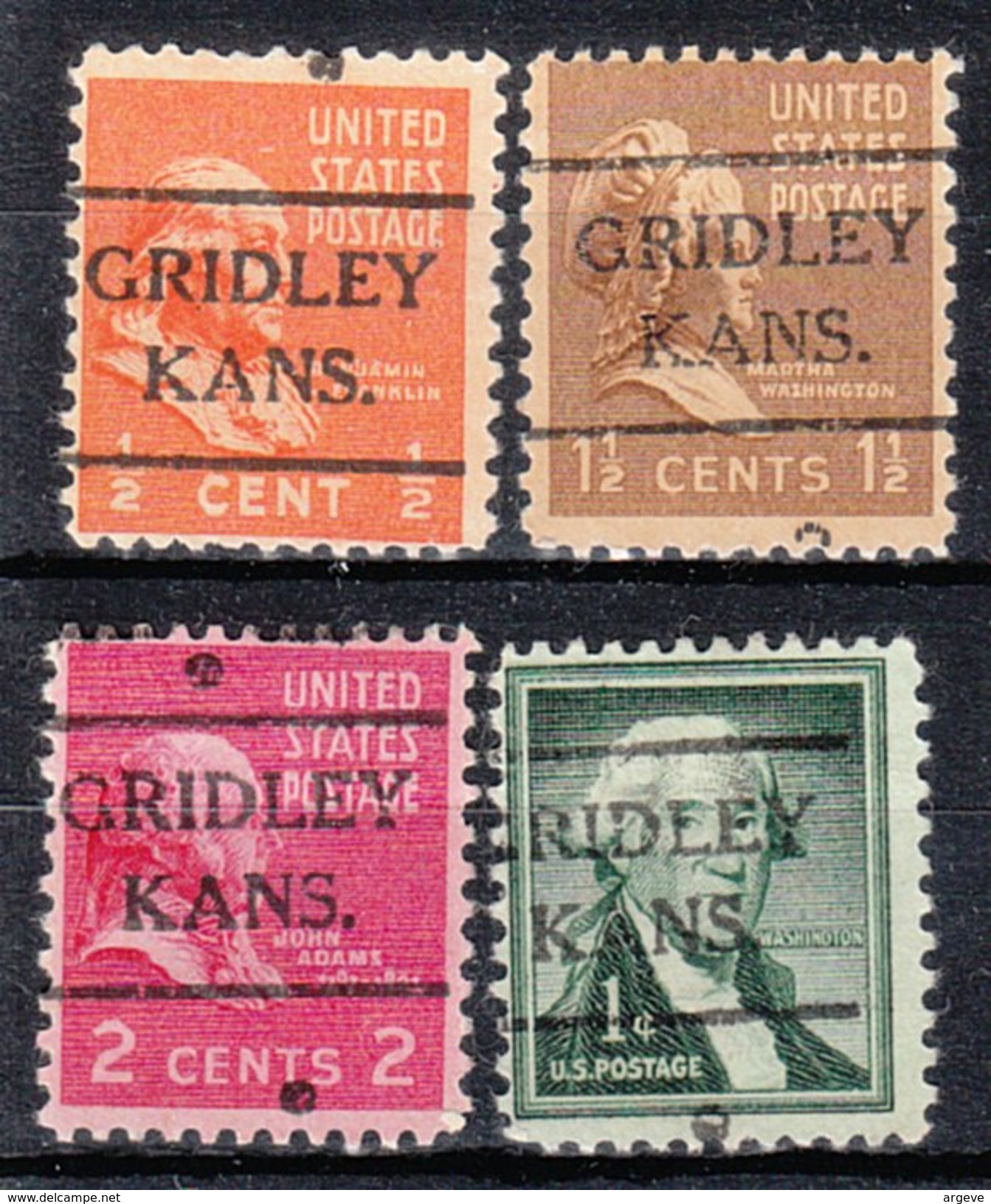 USA Precancel Vorausentwertung Preos Locals Kansas, Gridley 716, 4 Diff. - Vorausentwertungen