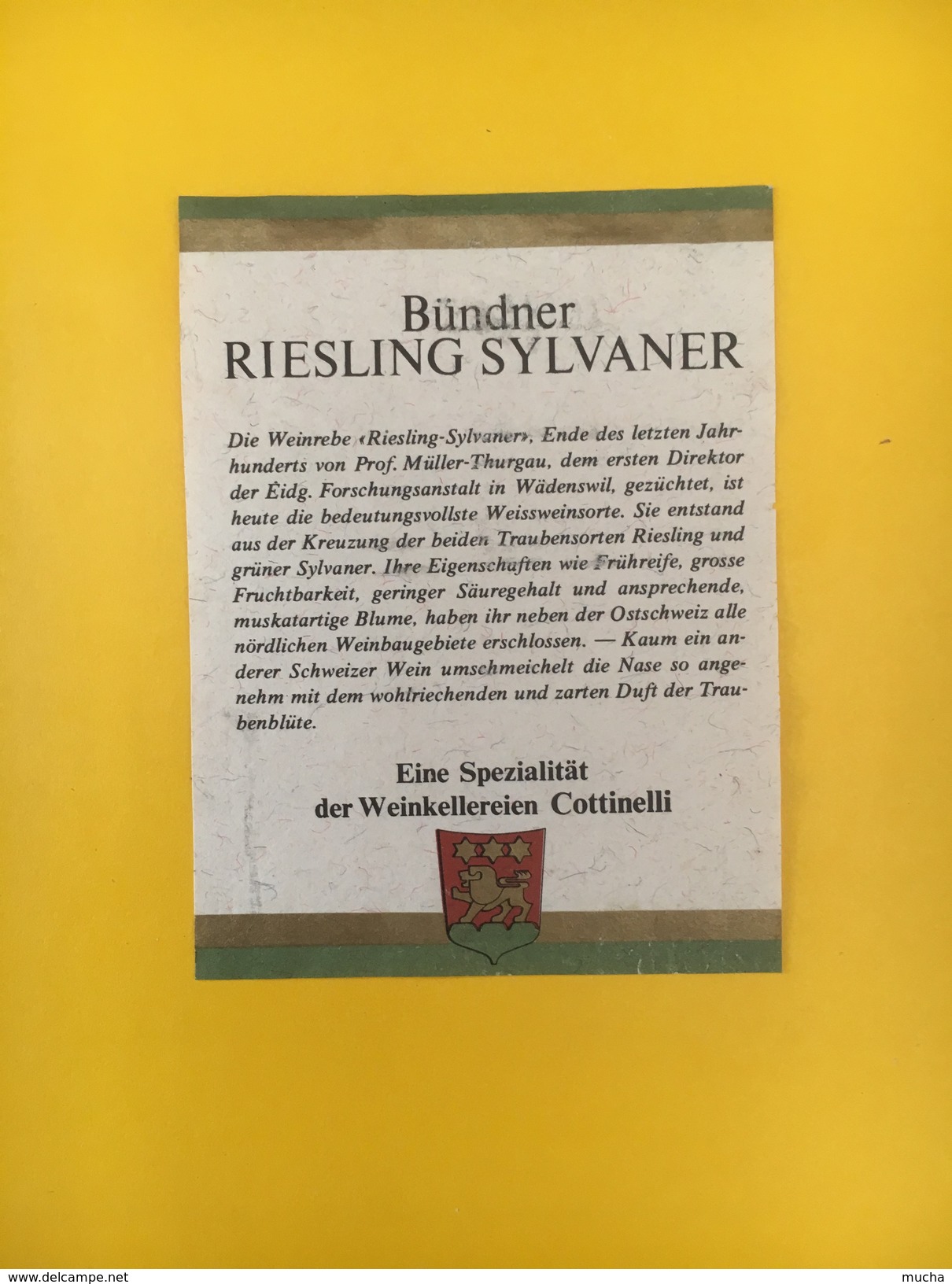 4024 - Bündner Riesling Sylvaner  1986 Suisse - Musique