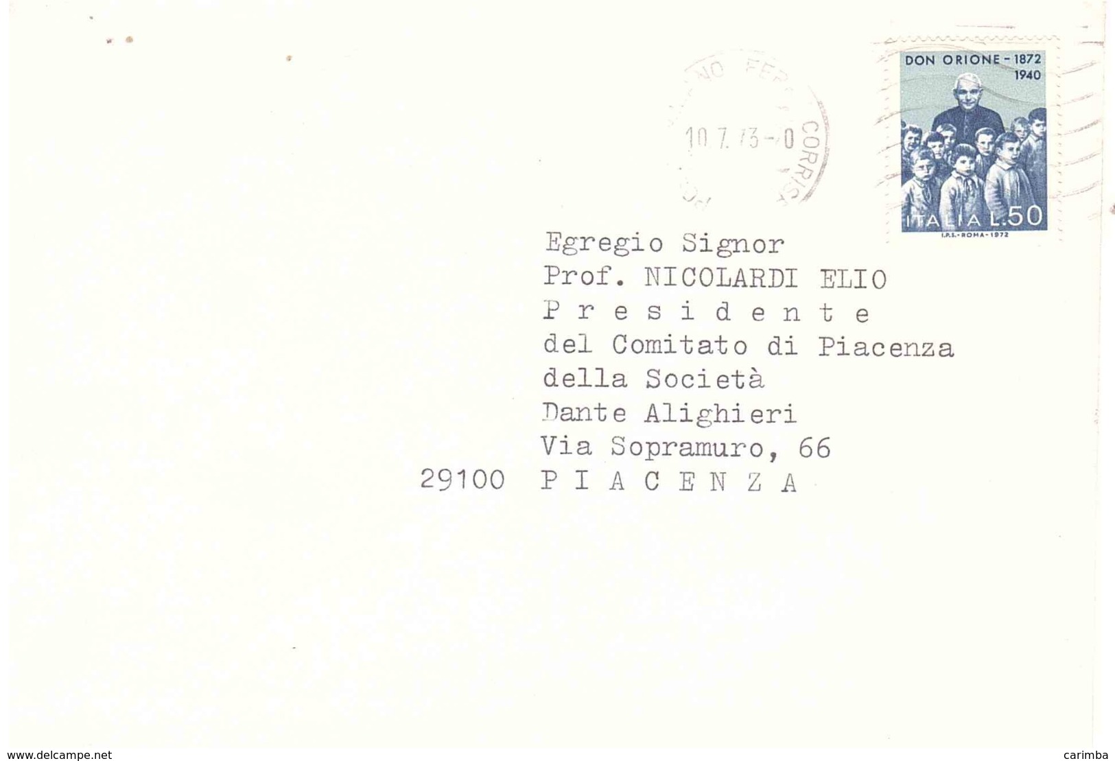 £50 DON ORIONE - 1971-80: Storia Postale