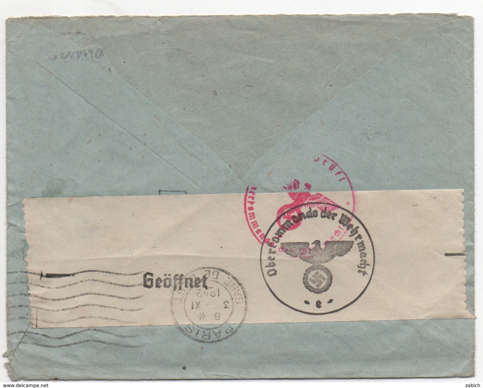 Lettre DE MUNICH à PARIS 2 TIMBRES 1942 OUVERTURE CENSURE - Autres & Non Classés