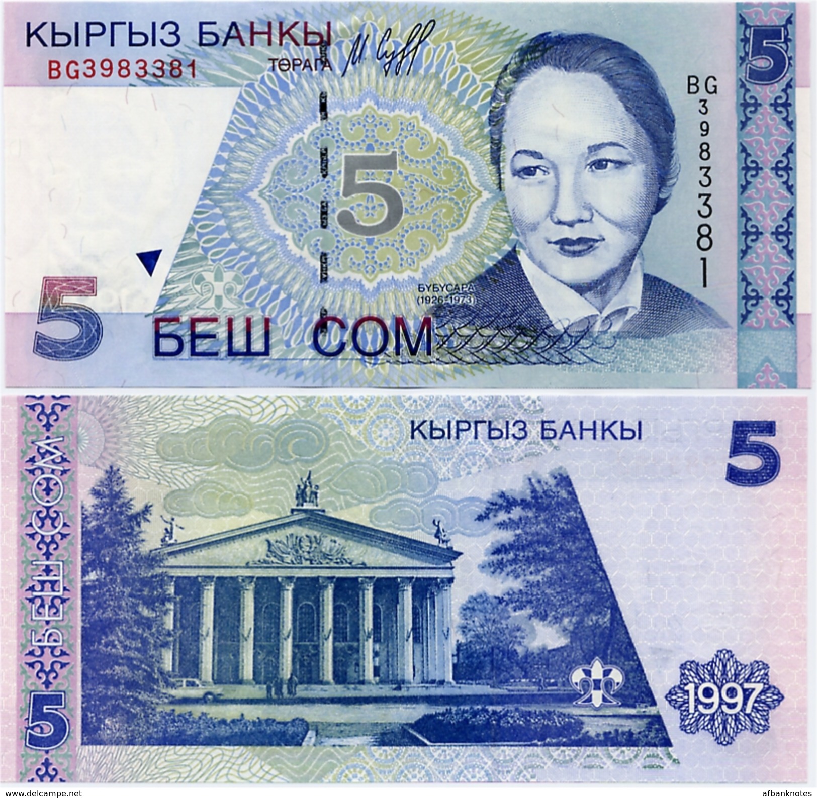 KYRGYZSTAN       5 Som       P-13       1997       UNC - Kirghizistan