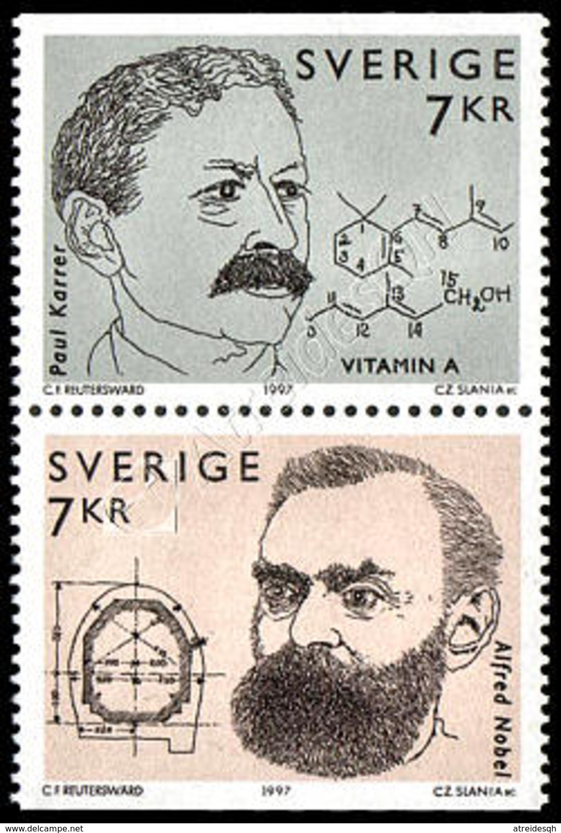 Svezia / Sweden 1997: Premi Nobel (congiunta Svizzera) / Nobel Prize Winners (joint Issue With Switzerland) ** - Emissioni Congiunte