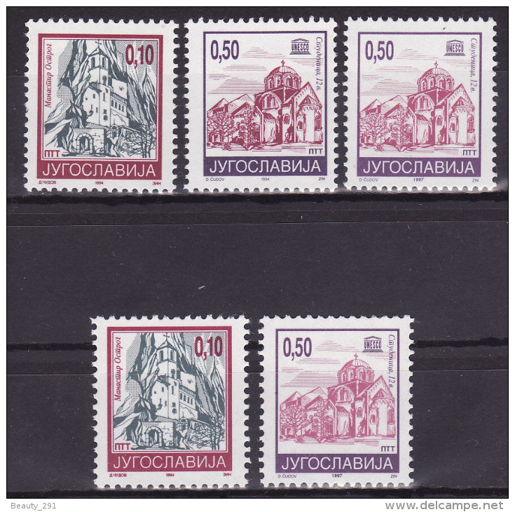 YUGOSLAVIA 1994. Definitive, MNH (**), Mi 2686 I A, C; 2687 I A+II A, C - Unused Stamps
