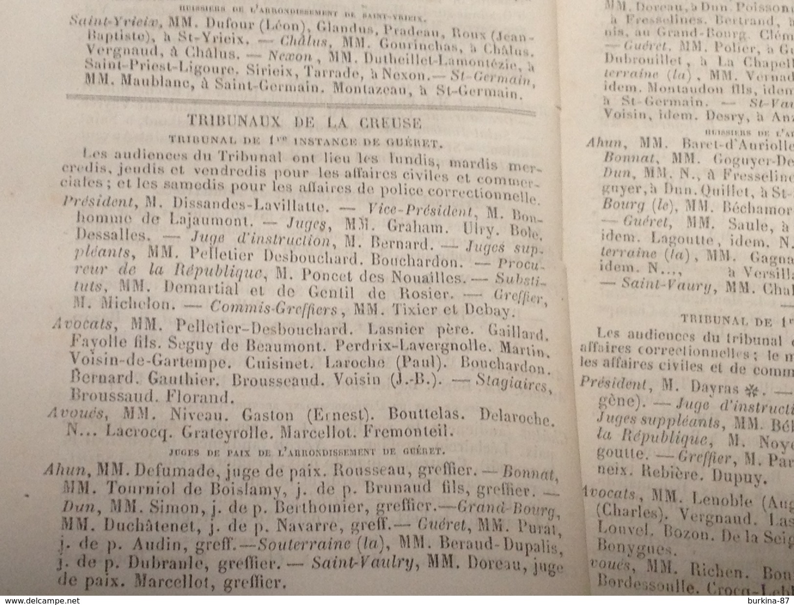 ALMANACH LIMOUSIN , 1874, Diocèse de Limoges,296 PAGES