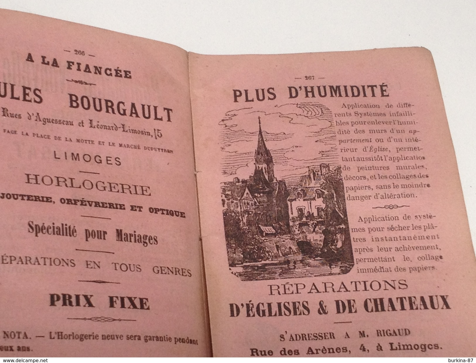 ALMANACH LIMOUSIN , 1874, Diocèse de Limoges,296 PAGES