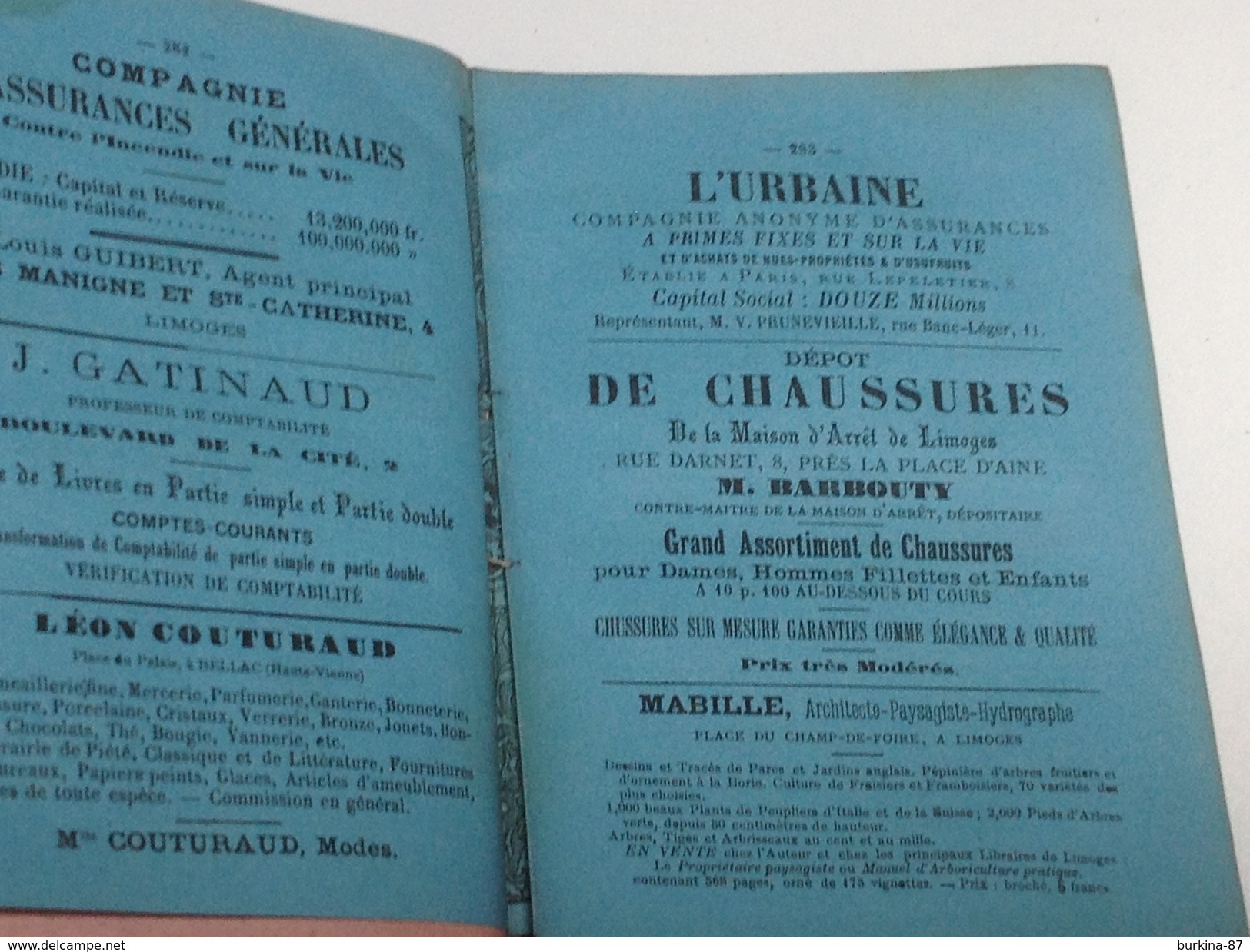 ALMANACH LIMOUSIN , 1874, Diocèse de Limoges,296 PAGES