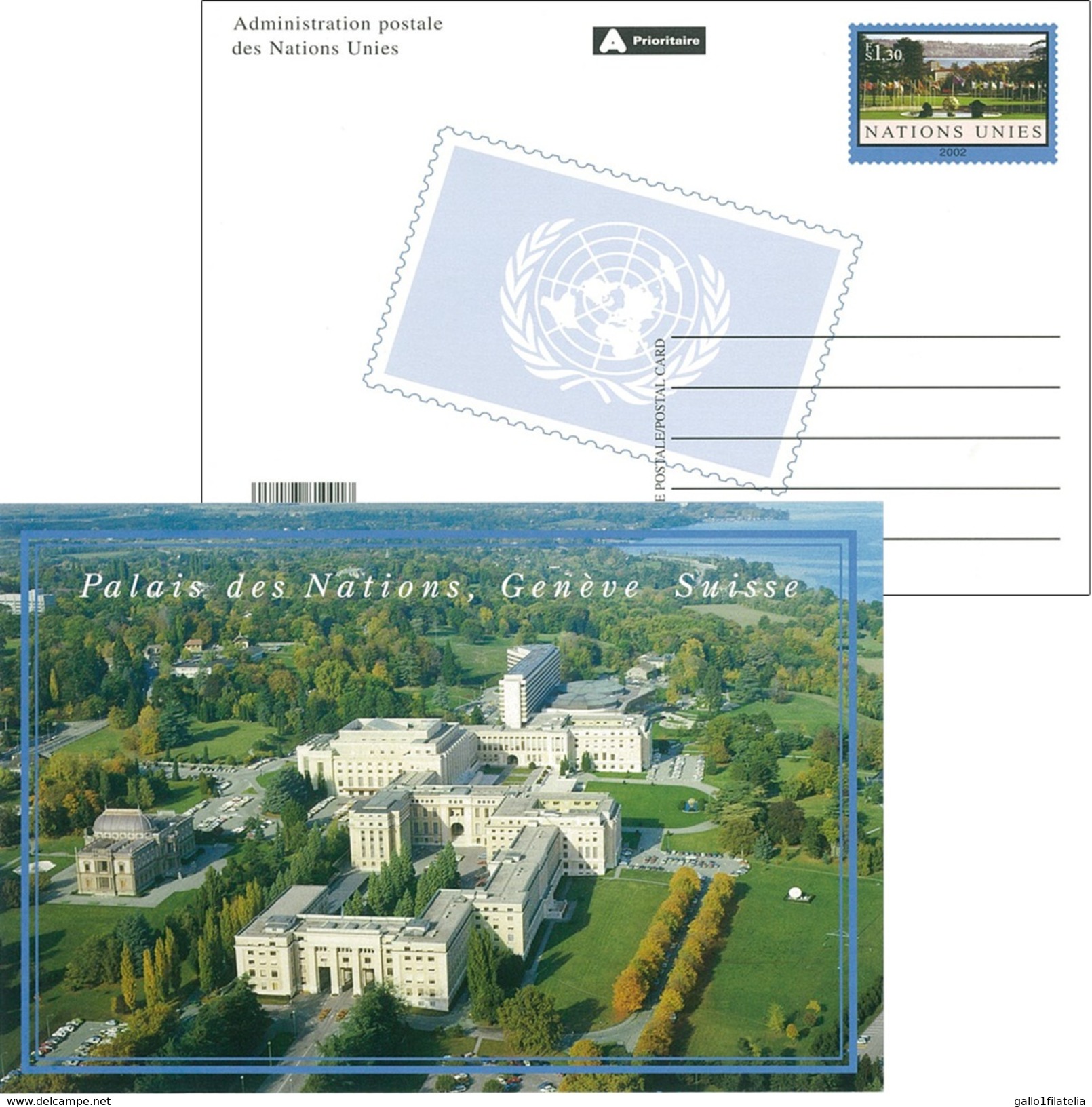 2002 - O.N.U. / UNITED NATIONS - GINEVRA / GENEVA - CARTOLINA POSTALE / POSTCARD - PALAZZO DELL'ONU / U.N. PALACE. MNH - Maximum Cards