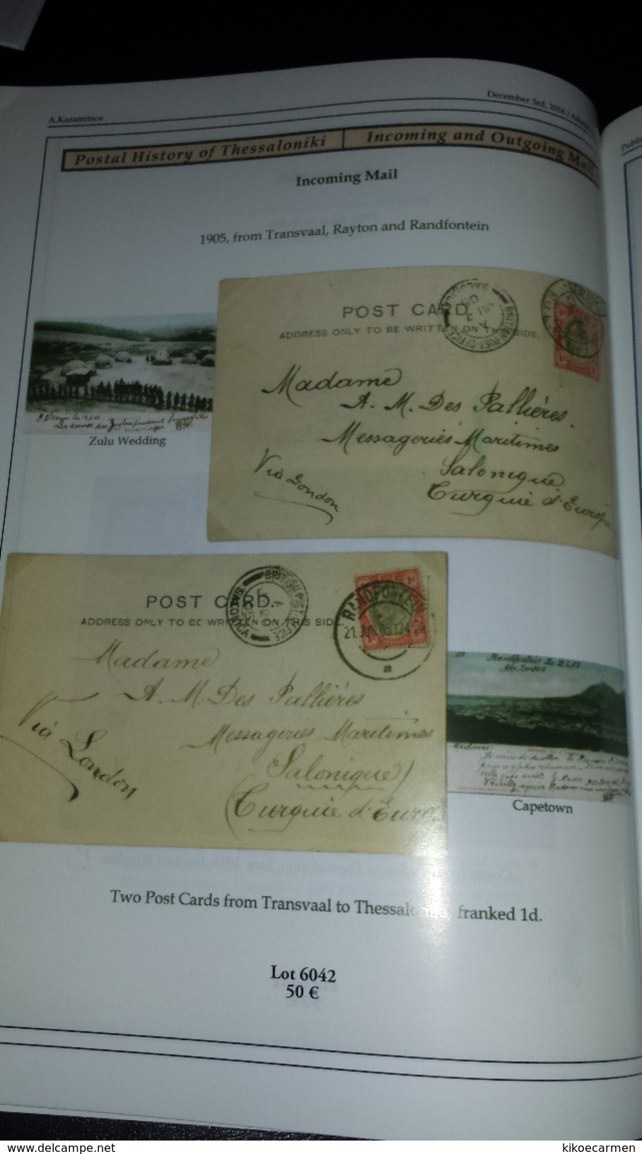 GREEK POSTAL HISTORY OF THESSALONIKI INCOMING AND OUTCOMING MAIL Greece Hellas 118colored pages  of THOMAREIS Collection