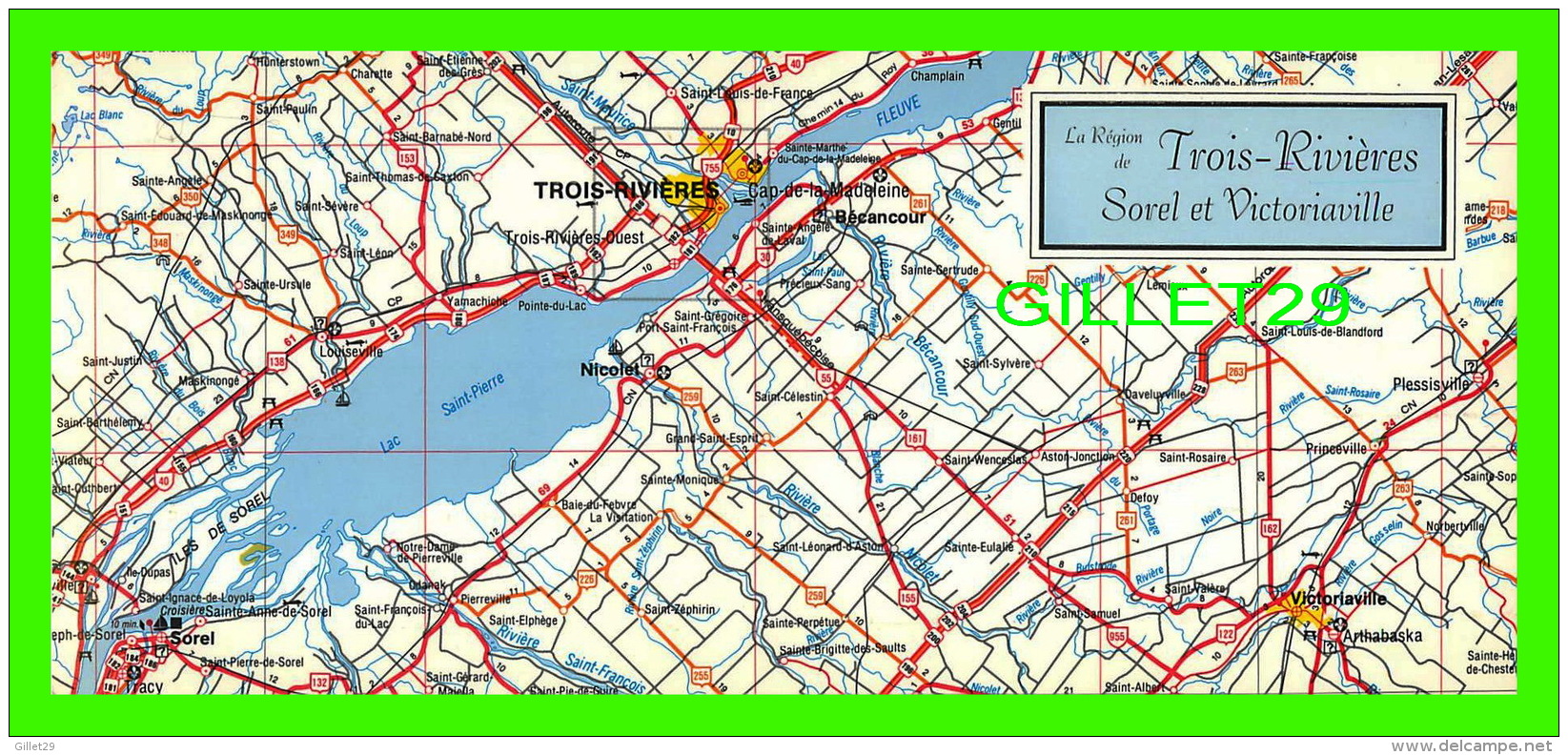 MAPS - CARTES GÉOGRAPHIQUES - LA RÉGION DE TROIS-RIVIÈRES, SOREL ET VICTORIAVILLE - DIMENSION  10 X 23 Cm - CARSONA, 198 - Cartes Géographiques