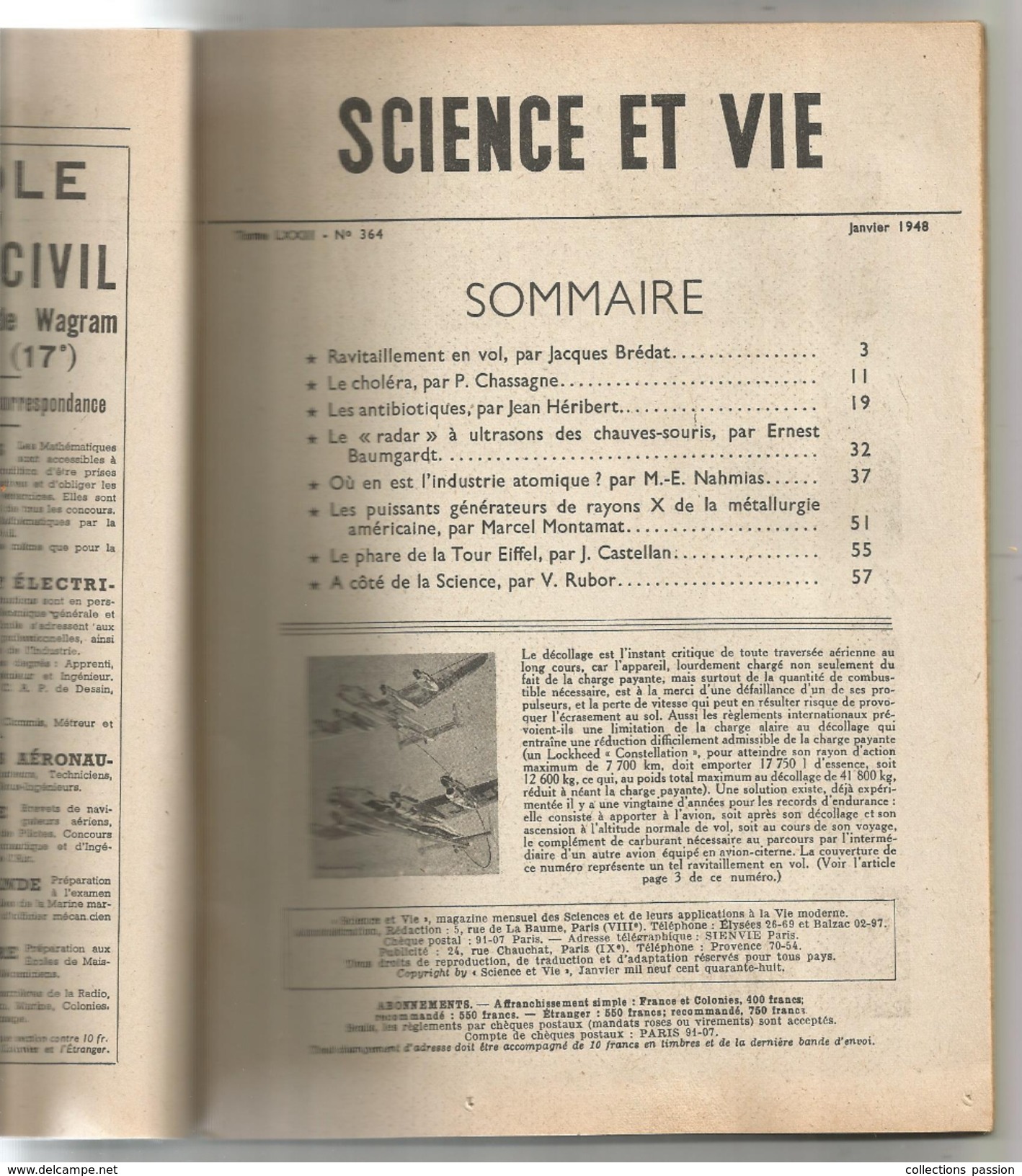 SCIENCE ET  VIE , N° 364 , 1948  , 80 Pages  , 2 Scans , Frais Fr : 2.70 &euro; - 1900 - 1949