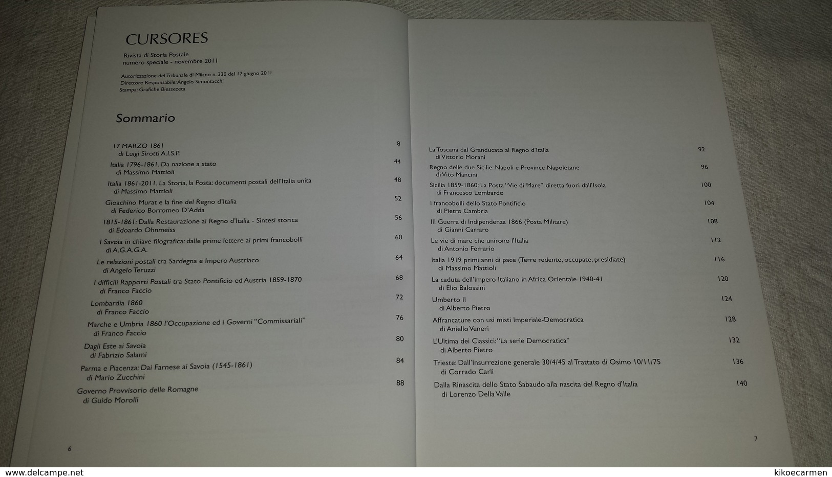 CURSORES Numero Speciale Roma 2011 150 Anni Dell'Unità D'Italia Esposizione STORIA POSTALE 140 Pag. In 70 B/n Fotocopie - Philately And Postal History