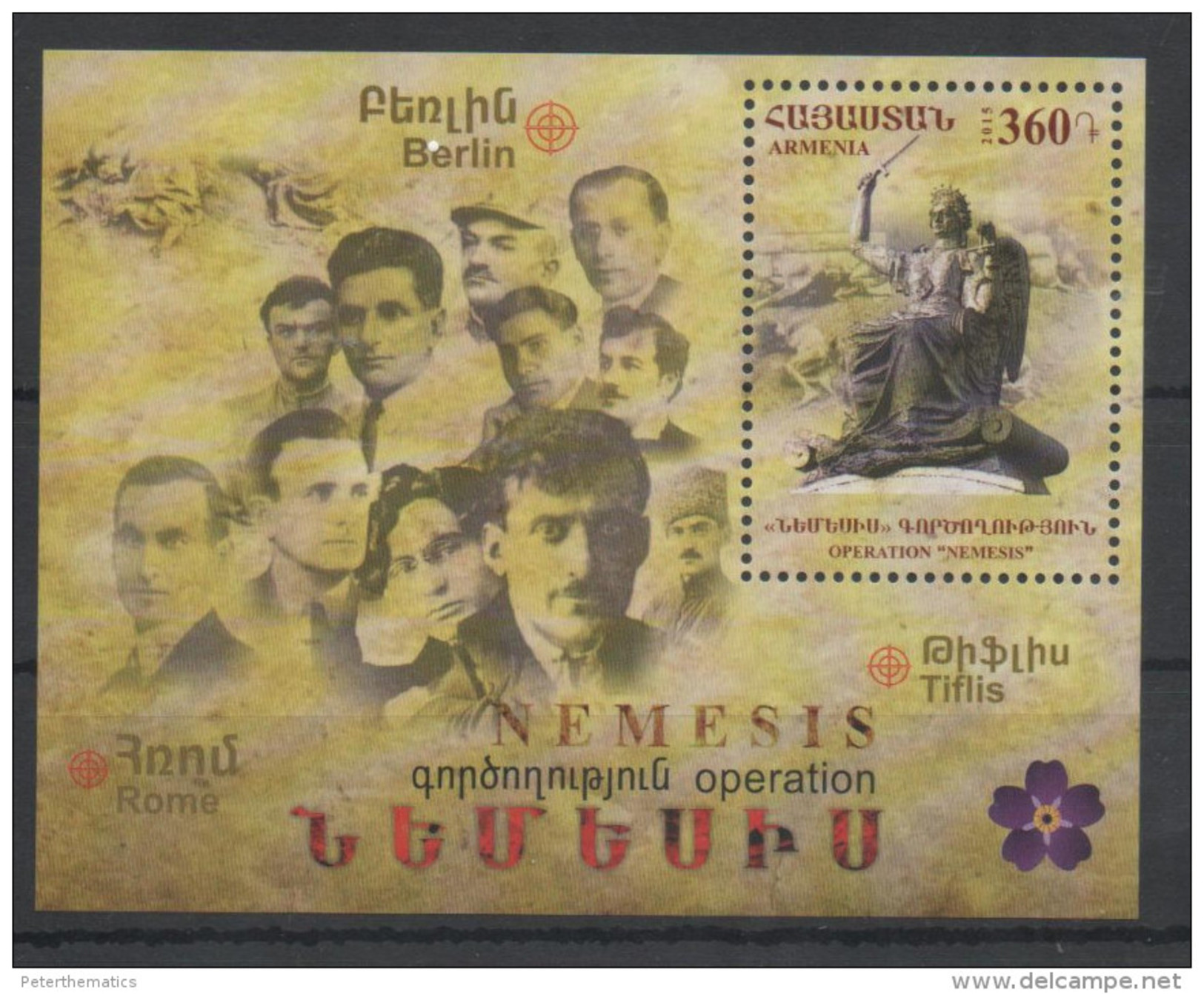 ARMENIA , 2016, MNH, ARMENIAN GENOCIDE, OPERATION NEMESIS, S/SHEET - Other & Unclassified